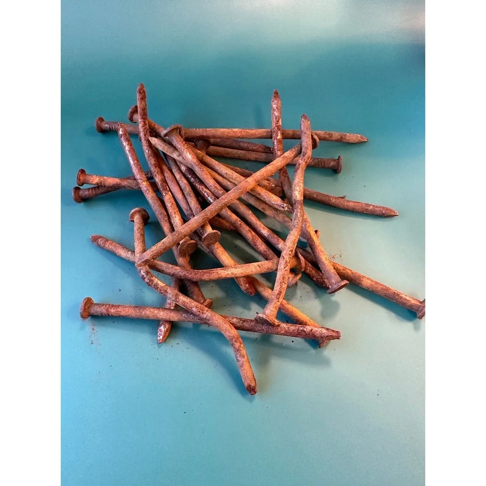 Rusty Bent Nails: 8 oz Lot, Farmhouse DIY Craft Supply